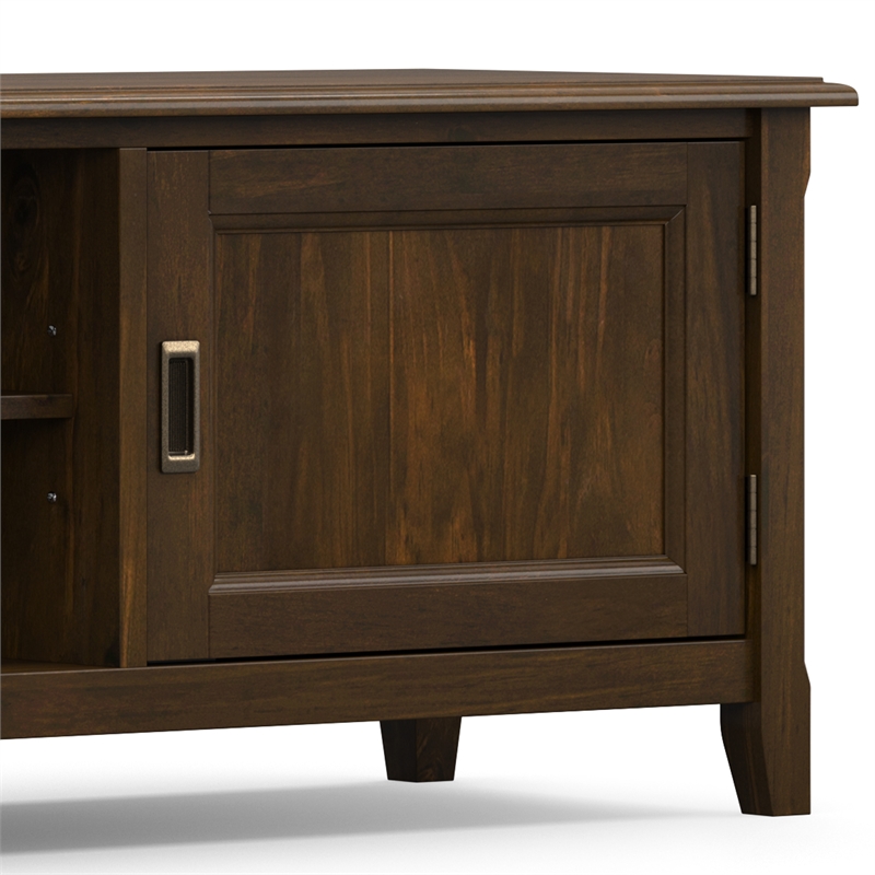 Pemberly Row Mahogany Brown Wood Media Stand for TVs up to 80 inches