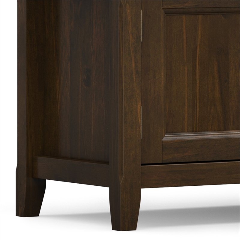 Pemberly Row Mahogany Brown Wood Media Stand for TVs up to 80 inches
