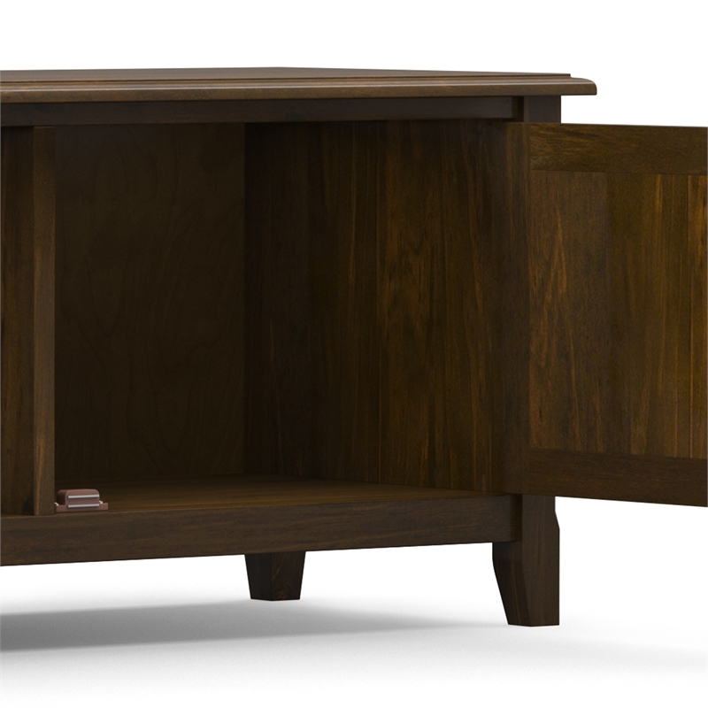 Pemberly Row Mahogany Brown Wood Media Stand for TVs up to 80 inches
