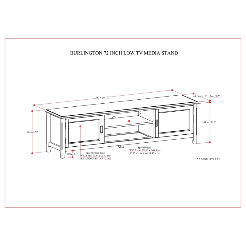 Pemberly Row Mahogany Brown Wood Media Stand for TVs up to 80 inches