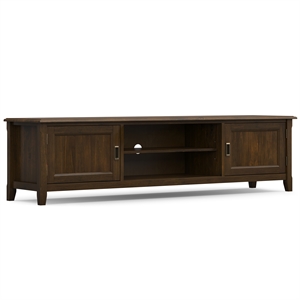 Pemberly Row Mahogany Brown Wood Media Stand for TVs up to 80 inches
