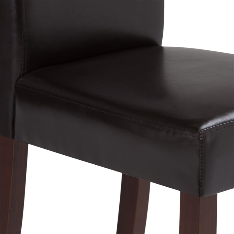 Pemberly Row Acadian Draper 7-Piece Faux Leather Dining Set in Brown