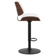 Pemberly Row Novak Adjustable Vegan Faux Leather Bar Stool in White