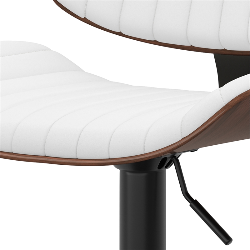 Pemberly Row Novak Adjustable Vegan Faux Leather Bar Stool in White