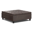 Pemberly Row Vegan Faux Leather Storage Ottoman in Distressed Brown