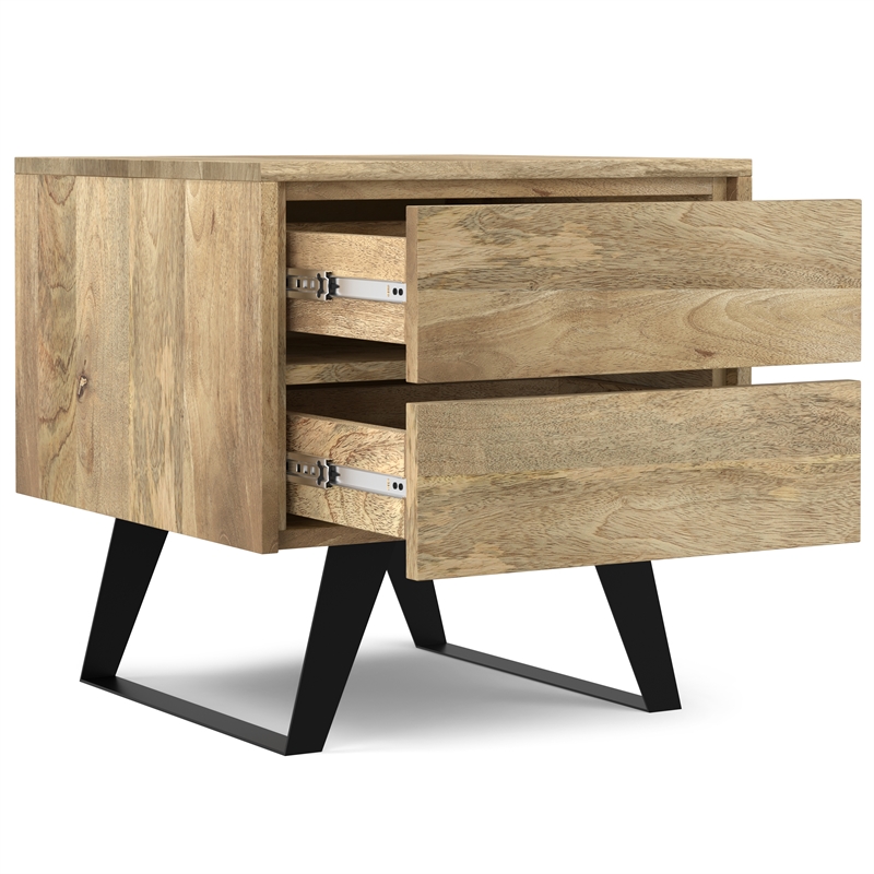 Pemberly Row Solid Wood and Metal Side Table in Natural Brown