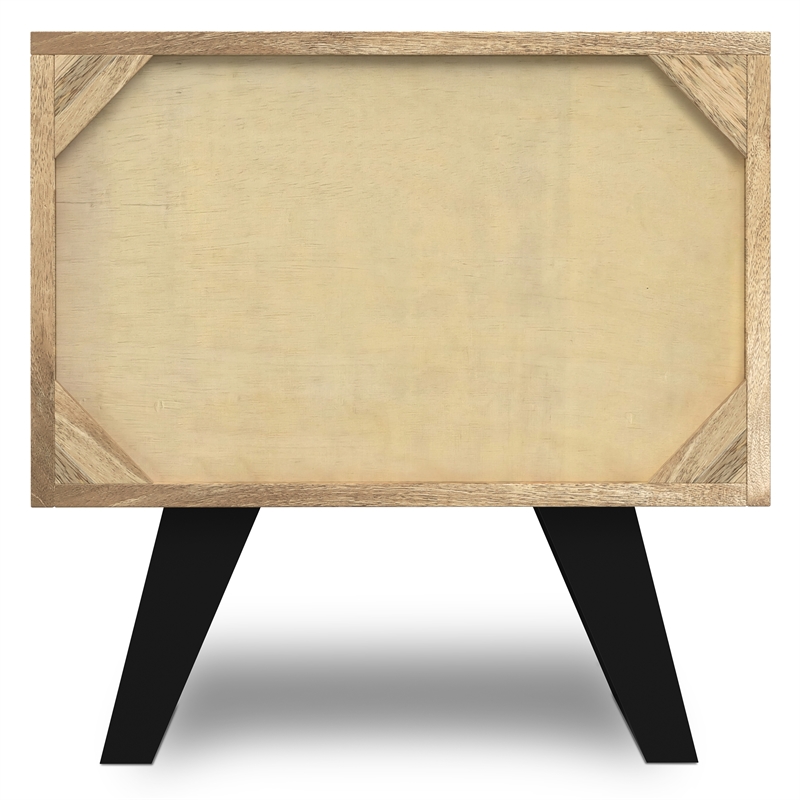 Pemberly Row Solid Wood and Metal Side Table in Natural Brown