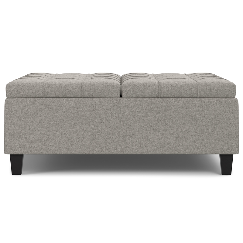 Pemberly Row Large Square Storage Ottoman in Cloud Gray Upholstery