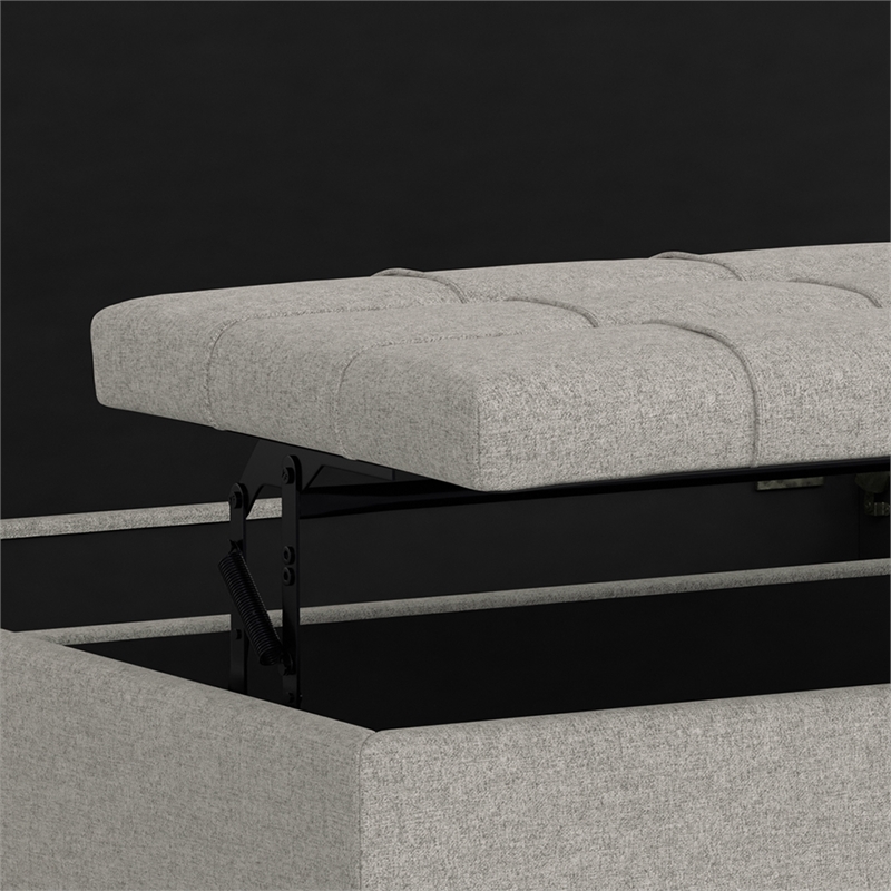 Pemberly Row Large Square Storage Ottoman in Cloud Gray Upholstery