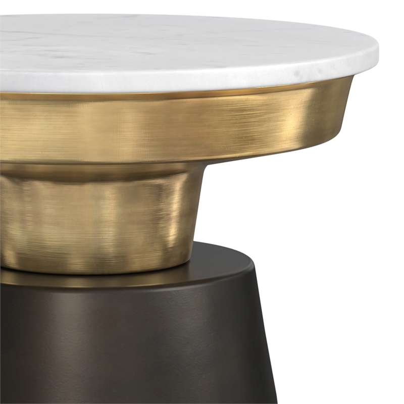 Pemberly Row 16 Inch Side Table with Marble Top in Black and Gold
