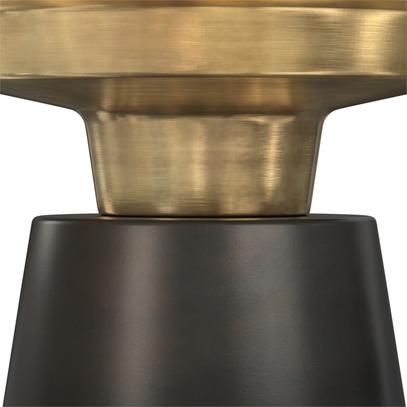 Pemberly Row 16 Inch Side Table with Marble Top in Black and Gold