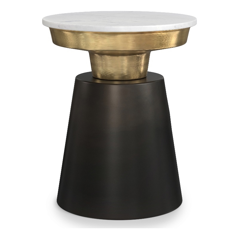 Pemberly Row 16 Inch Side Table with Marble Top in Black and Gold