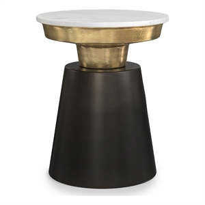 Pemberly Row 16 Inch Side Table with Marble Top in Black and Gold