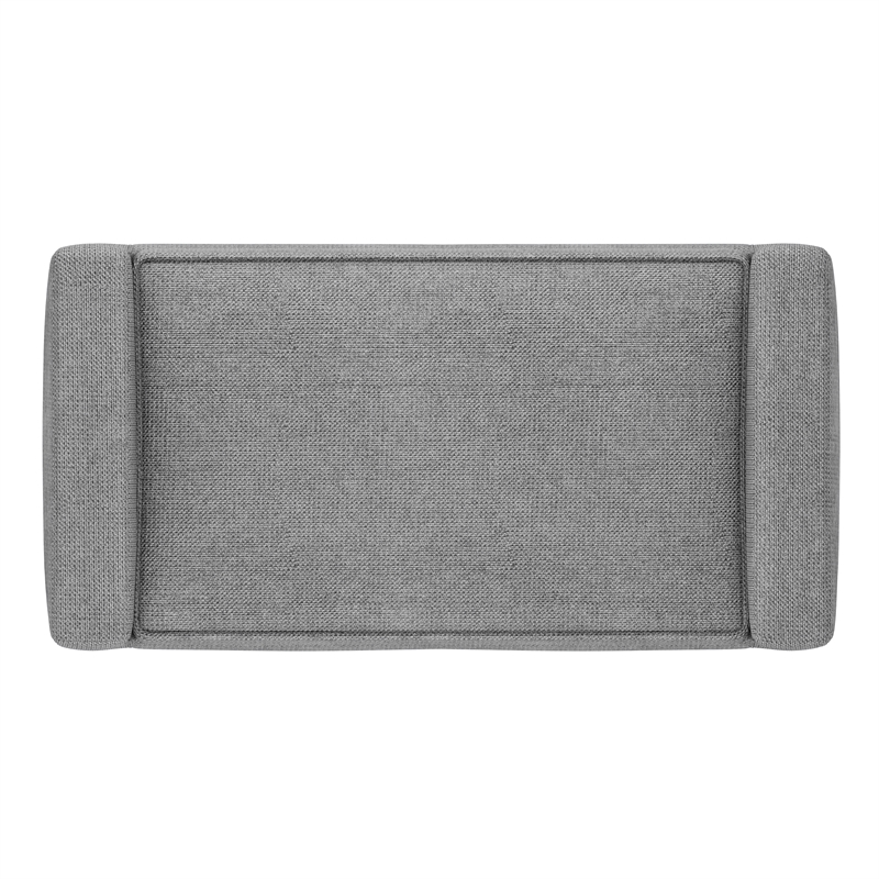 Pemberly Row Small Ottoman Bench Pewter Grey Woven Linen Fabric 29