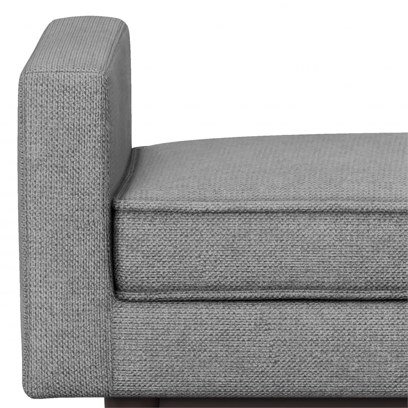 Pemberly Row Small Ottoman Bench Pewter Grey Woven Linen Fabric 29