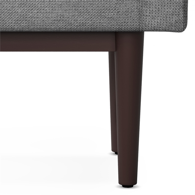 Pemberly Row Small Ottoman Bench Pewter Grey Woven Linen Fabric 29