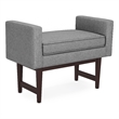 Pemberly Row Small Ottoman Bench Pewter Grey Woven Linen Fabric 29
