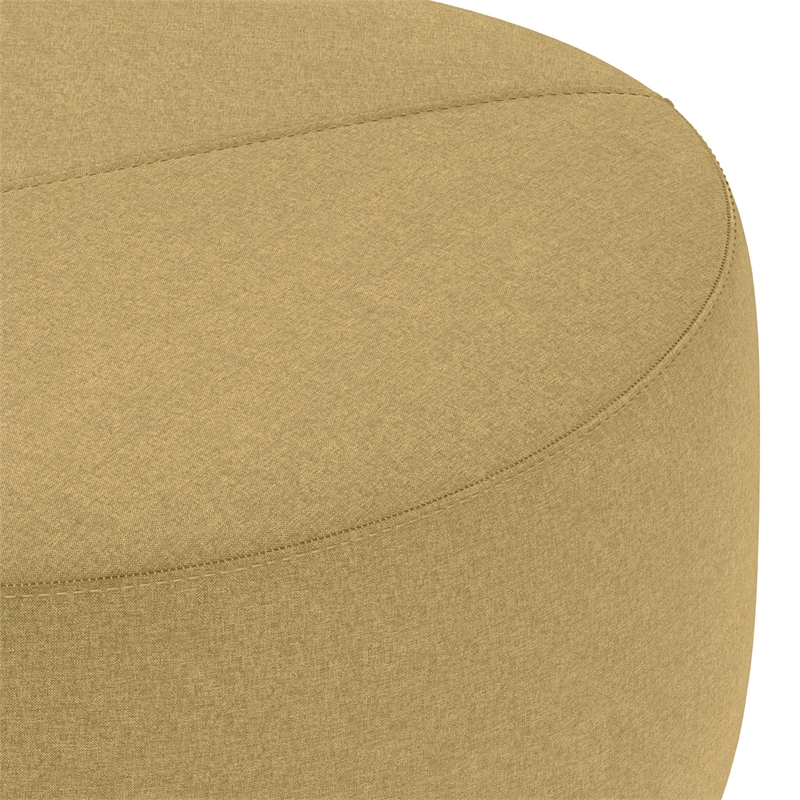 Pemberly Row Large Round Ottoman Dijon Yellow Linen Look Fabric 32