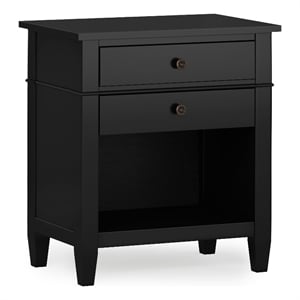 Pemberly Row 24&quot Wide Solid Wood Bedside Nightstand Table in Black