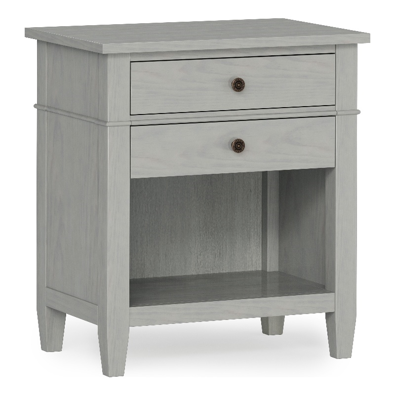 Pemberly Row Wood Nightstand Table with Storage Drawers in Fog Grey