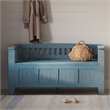 Pemberly Row 48 in Wood Entryway Bench with Storage in Distressed Blue
