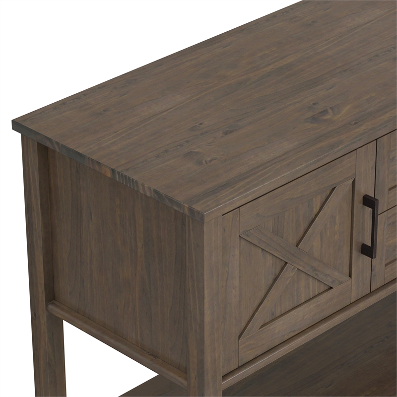 Pemberly Row Solid Wood Console Table in Smoky Brown Finish with Storage