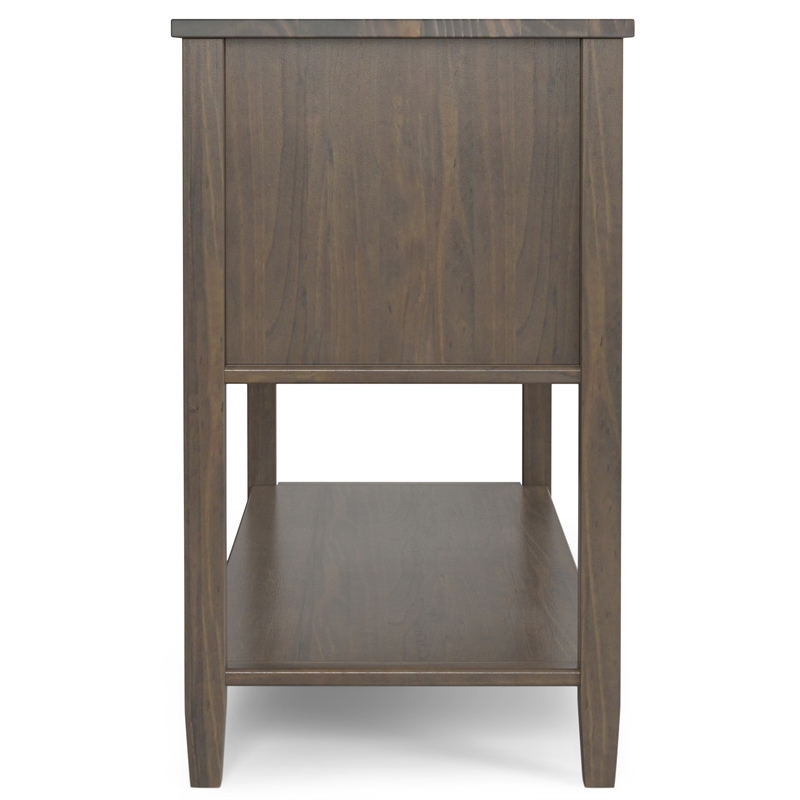 Pemberly Row Solid Wood Console Table in Smoky Brown Finish with Storage