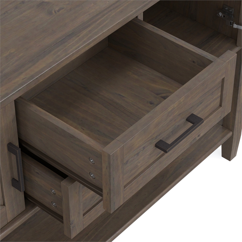 Pemberly Row Solid Wood Console Table in Smoky Brown Finish with Storage