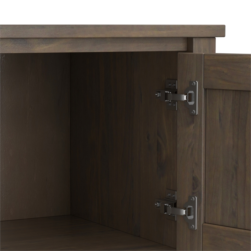 Pemberly Row Solid Wood Console Table in Smoky Brown Finish with Storage