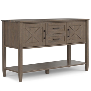 Pemberly Row Solid Wood Console Table in Smoky Brown Finish with Storage