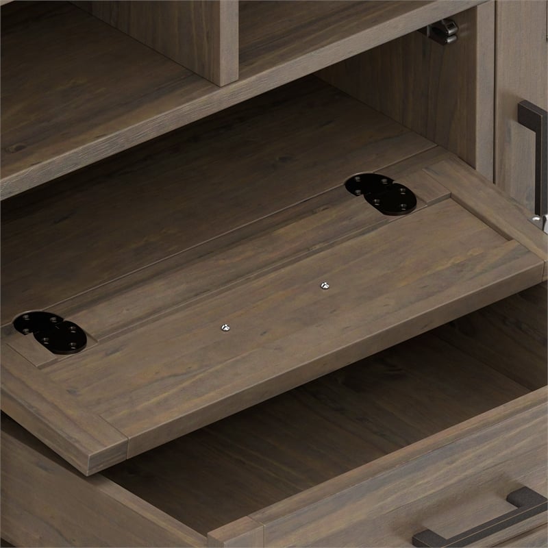 Pemberly Row Solid Wood 72 Inch TV Media Stand in Smoky Brown Finish