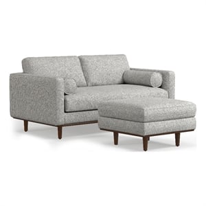 Pemberly Row 72&quot Sofa Set with Ottoman in Mist Gray Woven Fabric