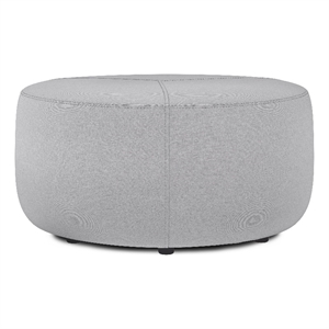 Pemberly Row 32&quot Wide Irregular Ottoman in Light Grey Linen Fabric