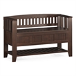 Pemberly Row Solid Wood Entryway Storage Bench with Shelf in Brunette Brown