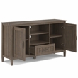 Pemberly Row 53 Inch Solid Wood TV Stand in Smoky Brown with Drawer Storage