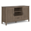 Pemberly Row 53 Inch Solid Wood TV Stand in Smoky Brown with Drawer Storage