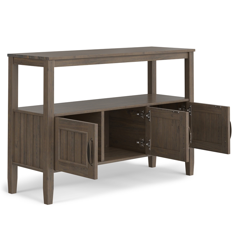 Pemberly Row 48 Inch Solid Wood Console Table in Smoky Brown with Storage