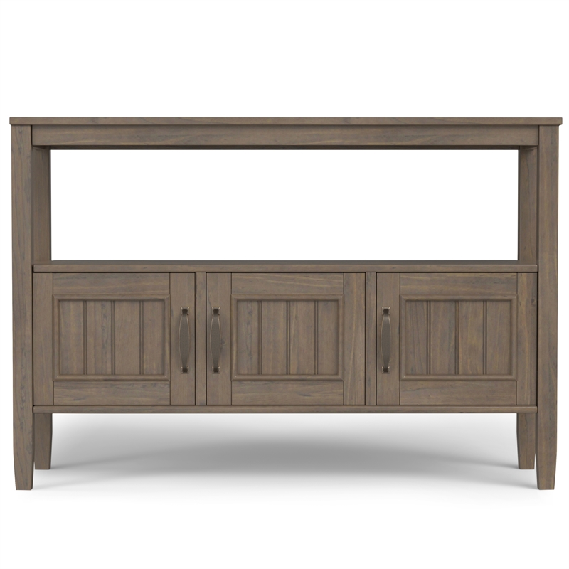 Pemberly Row 48 Inch Solid Wood Console Table in Smoky Brown with Storage