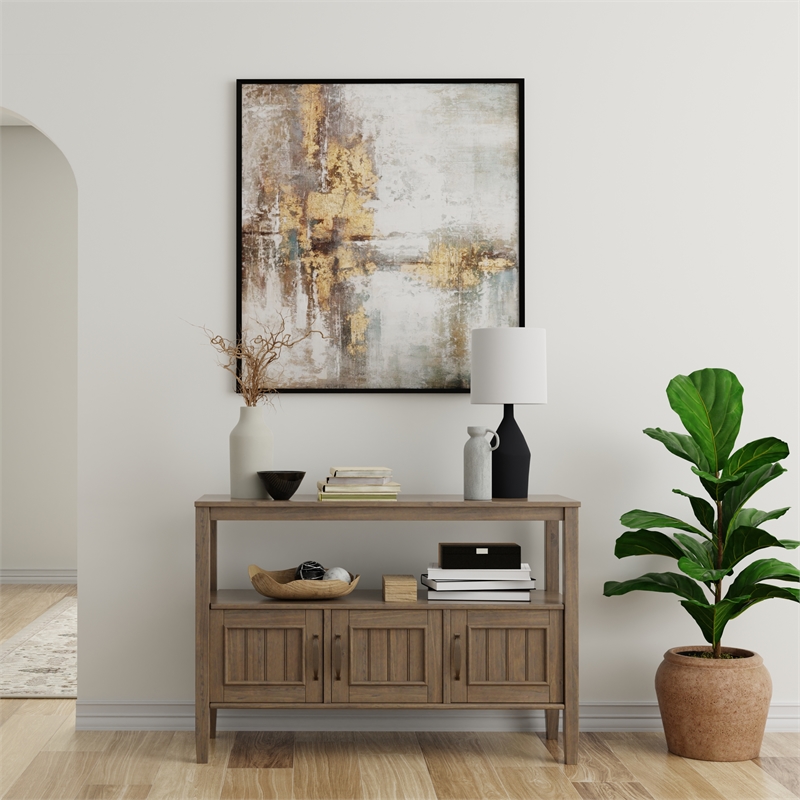 Pemberly Row 48 Inch Solid Wood Console Table in Smoky Brown with Storage