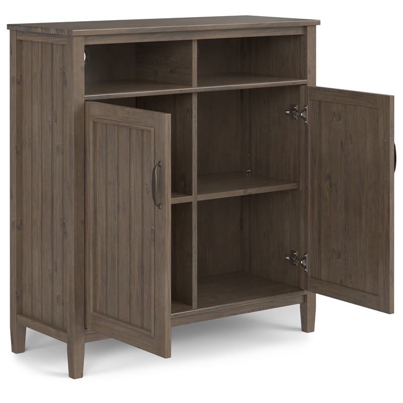 Pemberly Row Solid Wood Medium Storage Cabinet in Smoky Brown