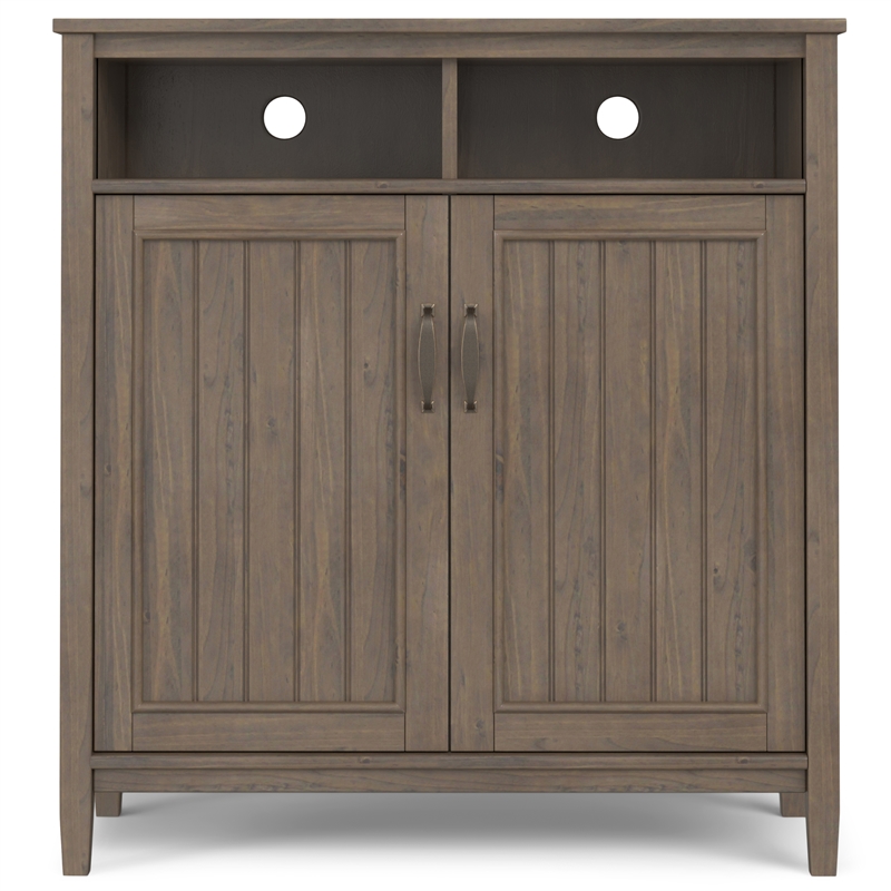 Pemberly Row Solid Wood Medium Storage Cabinet in Smoky Brown