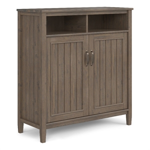 Pemberly Row Solid Wood Medium Storage Cabinet in Smoky Brown