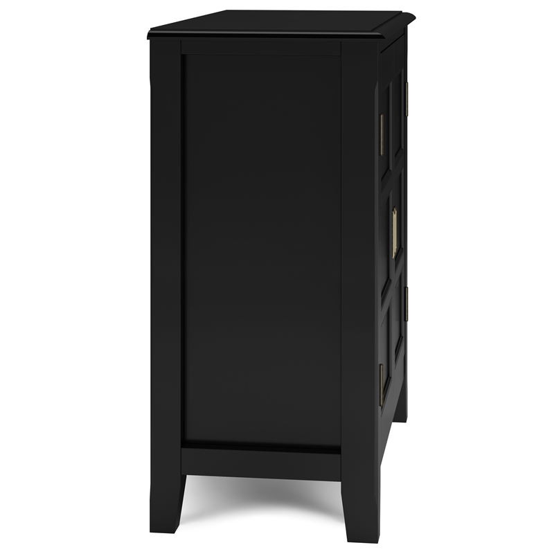 Pemberly Row Transitional Low Storage Cabinet Solid Wood Black 30