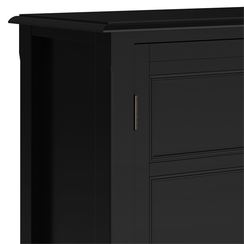 Pemberly Row Transitional Low Storage Cabinet Solid Wood Black 30