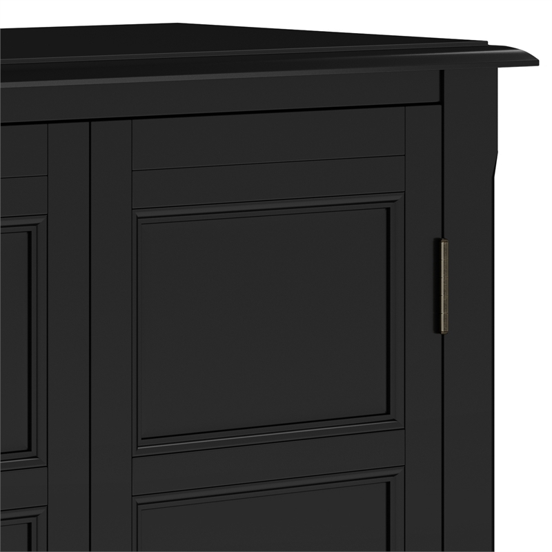 Pemberly Row Transitional Low Storage Cabinet Solid Wood Black 30