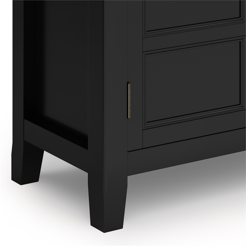 Pemberly Row Transitional Low Storage Cabinet Solid Wood Black 30