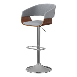 Pemberly Row Adjustable Bar Stool in Stone Gray Vegan Faux Leather