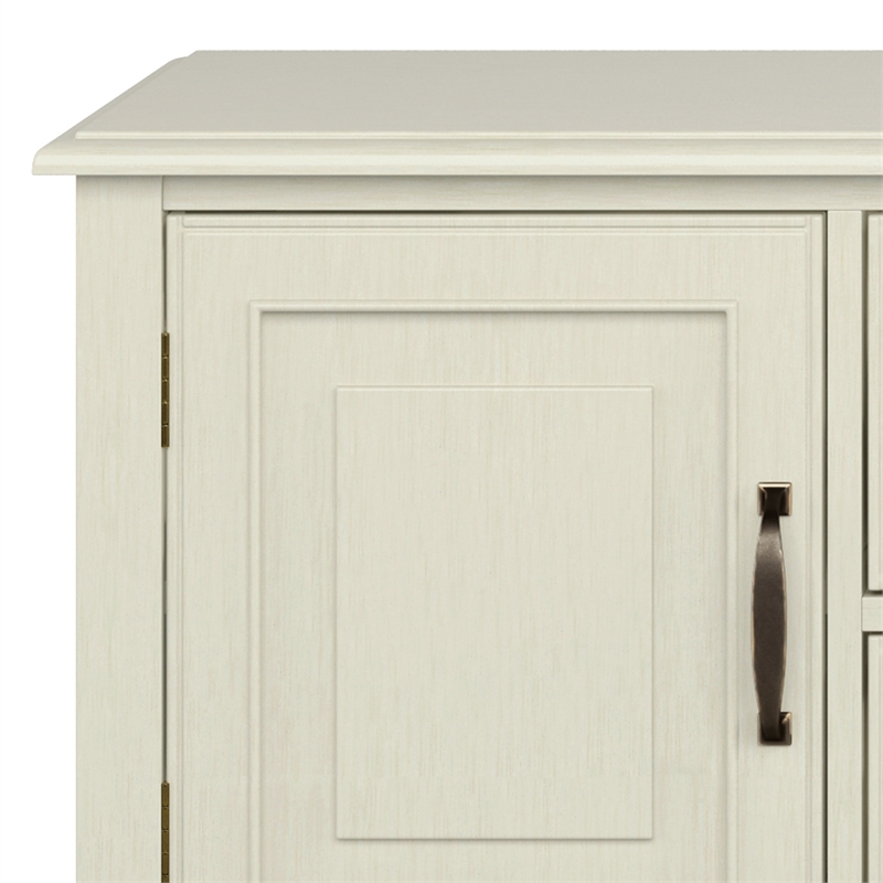 Pemberly Row Solid Wood TV Stand in Antique White for TVs up to 80 in