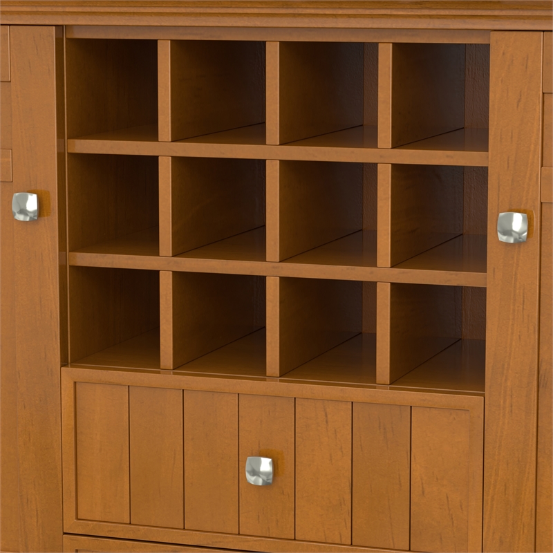 Pemberly Row Transitional Solid Wood Sideboard & Wine Rack in Light Brown