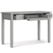 Pemberly Row Transitional Solid Wood Writing Desk in Fog Grey Finish